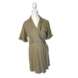Nine West | Putty/Dark Beige Safari Wrap Dress | Large